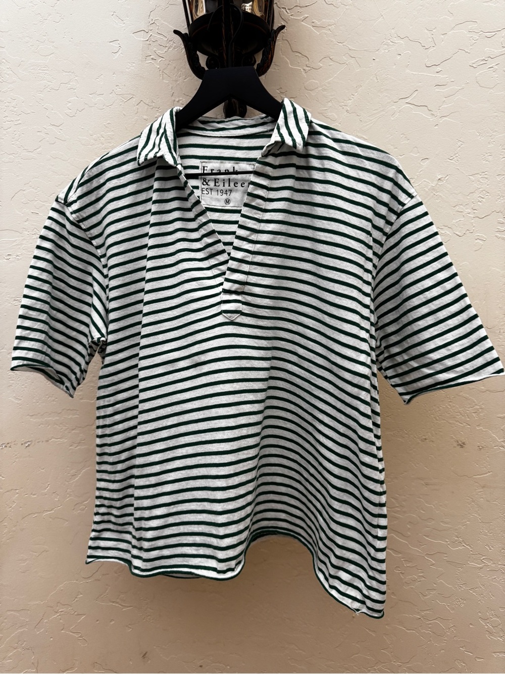 Frank & Eileen PATTY Short-Sleeve Popover Henley green and white striped - Picture 2 of 8